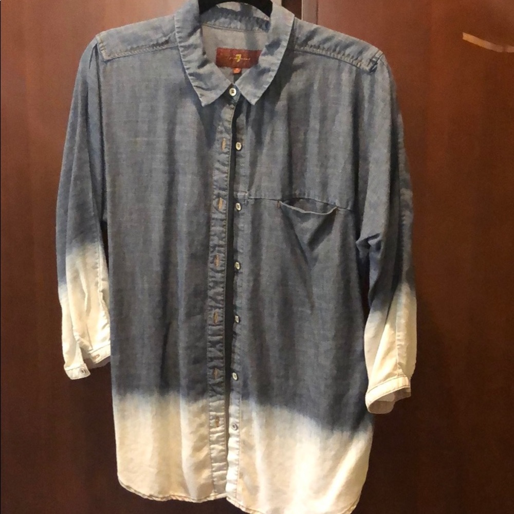 7 for all mankind dip dyed blue jean shirt